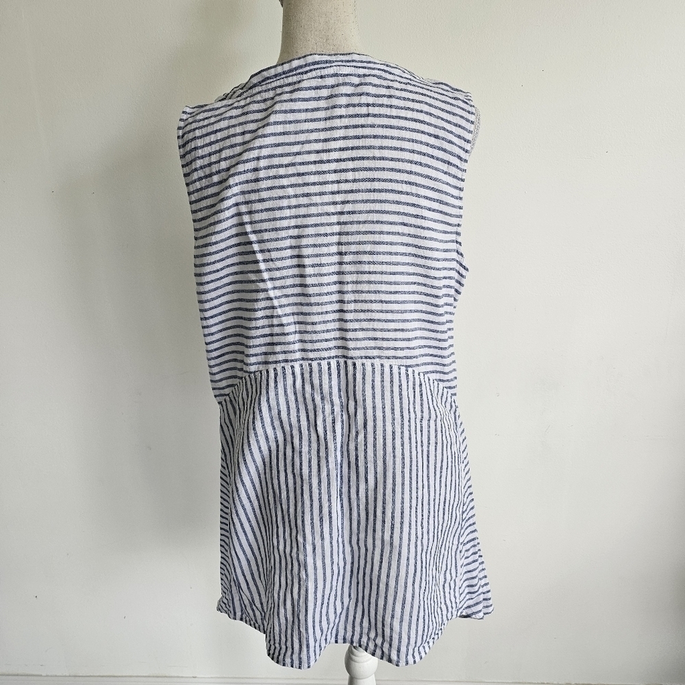 LAST CHANCE - Beach Lunch Lounge Striped Linen Blend Tank Tunic - Picture 3 of 8